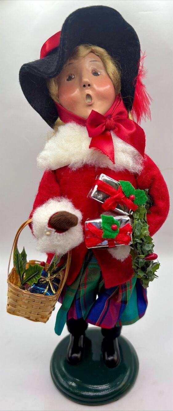 Byers Choice Lady With Basket and Gifts Signed - Dated 2003